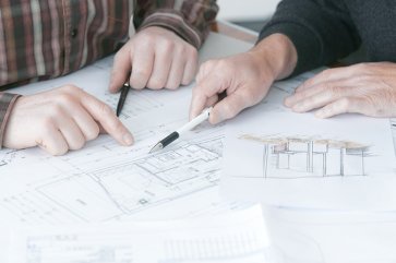 Bauzeichnung und Grundriss