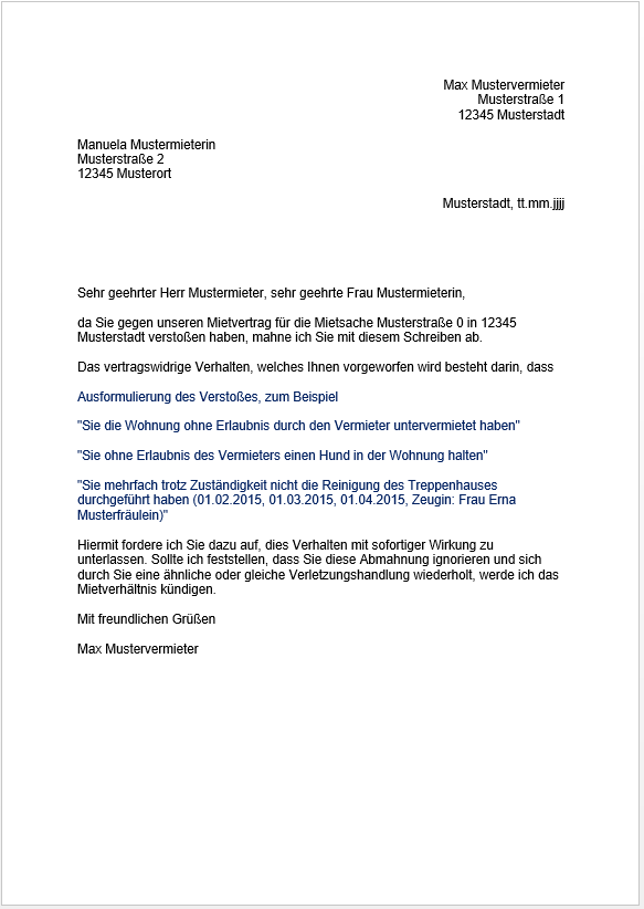 Abmahnung Mieter - Tipps für Vermieter - immoverkauf24.de