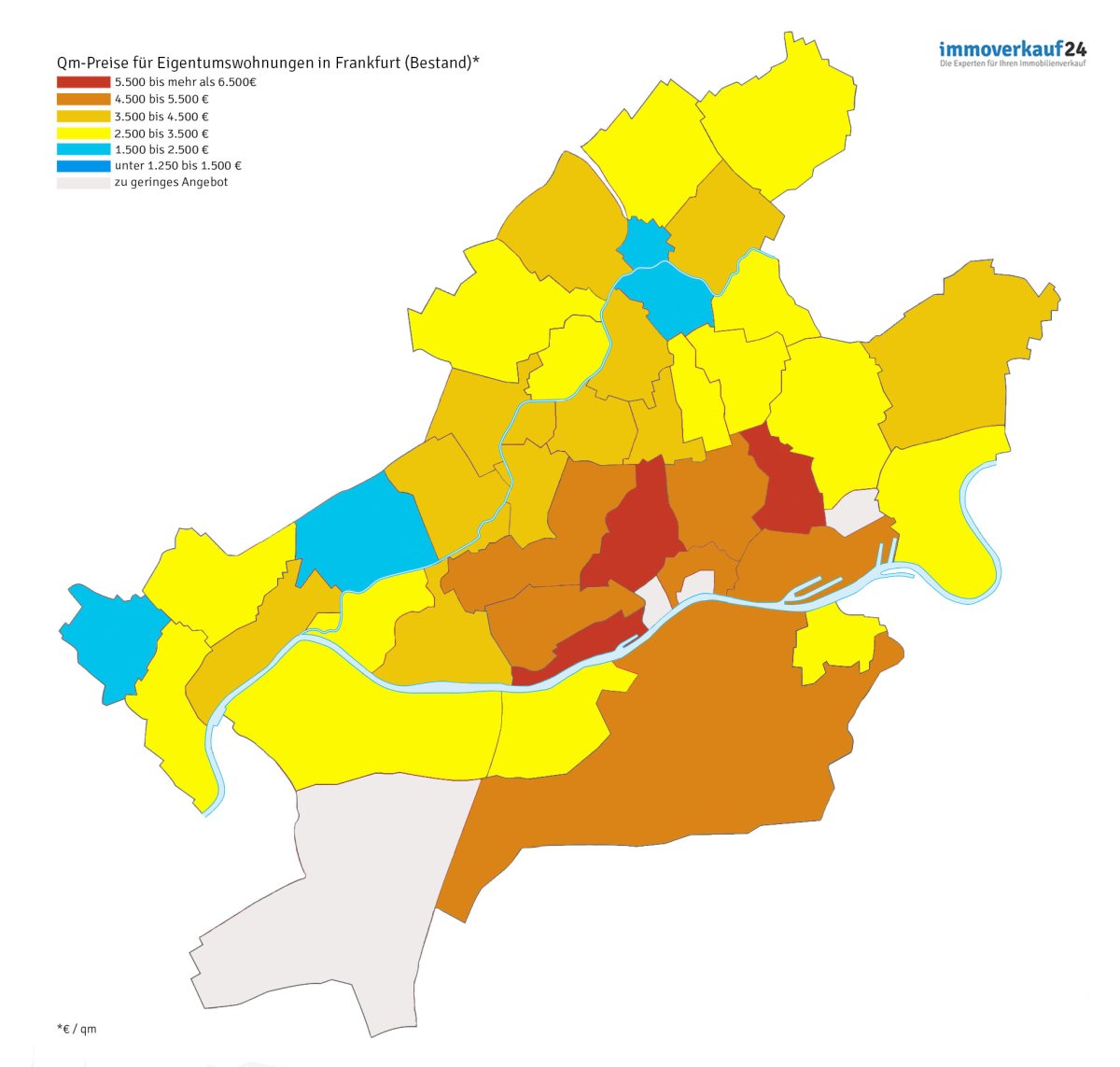 Karte Frankfurt Wohnungspreise Grafik Karte Frankfurt Wohnungspreise Grafik
