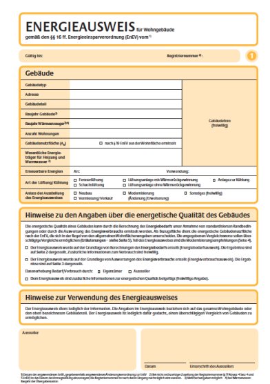 Energieausweis Formular Energieausweis Formular